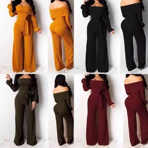 Burgundy- Autumn fashion Jumpsuit with Belt